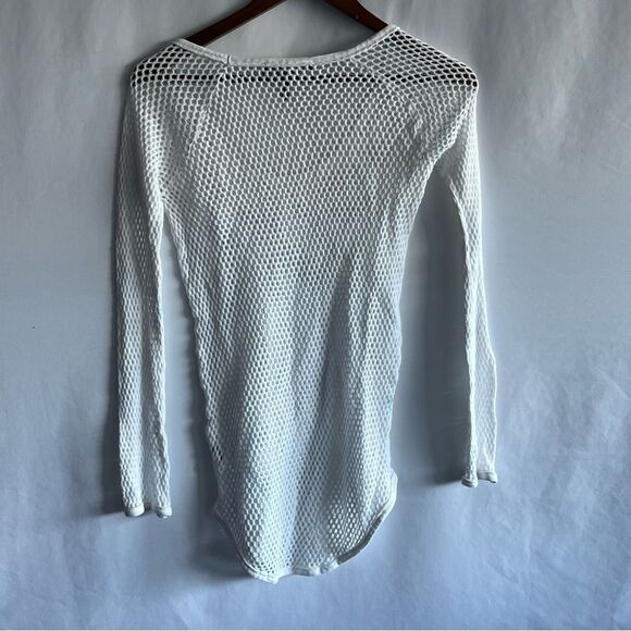 Women's Isabel Marant White Crochet Knit Long Sleeve Top - Picture 5 of 5